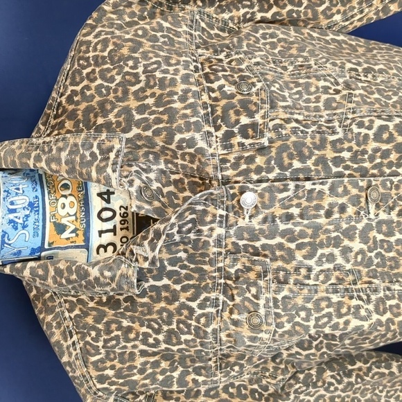 Free people leopard fringe jean jacket size small - Picture 2 of 9